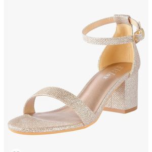 Elelax Gold Glitter Strappy Heel Sandals Sz7.5